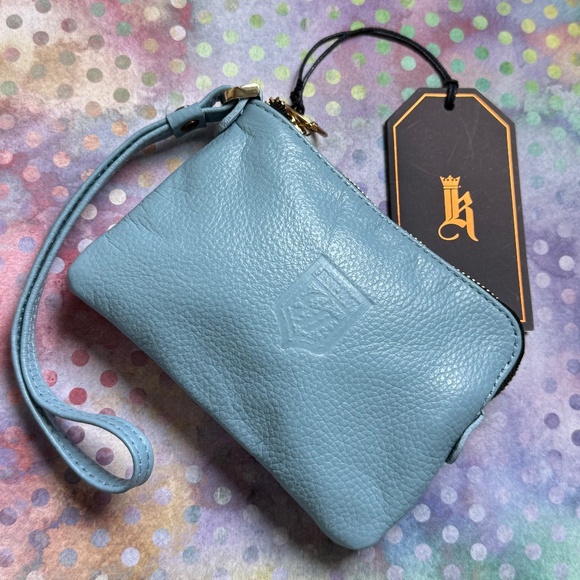 LINKS and KINGS Blue Leather Wristlet - Picture 1 of 4